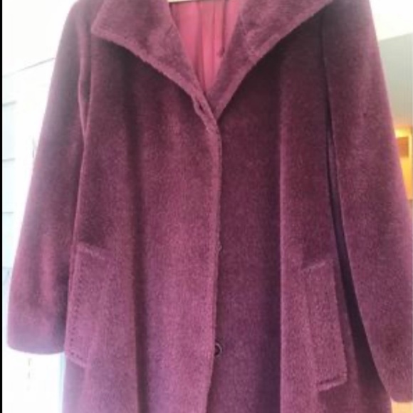 CINZIA ROCCA Womens' Burgundy Baby Llama Wool Long Coat Italy Size 12 - Picture 2 of 5